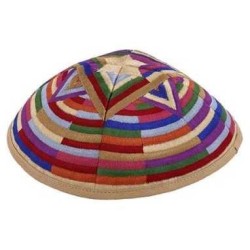 Kippah - Embroidered- Large Magen David --Multicol | Kippahs | Judaica