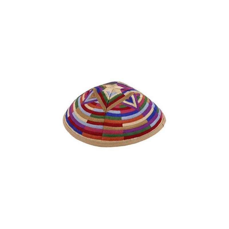 Kippah - Embroidered- Large Magen David --Multicol | Kippahs | Judaica