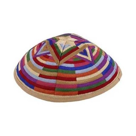 Kippah - Embroidered- Large Magen David --Multicol | Kippahs | Judaica