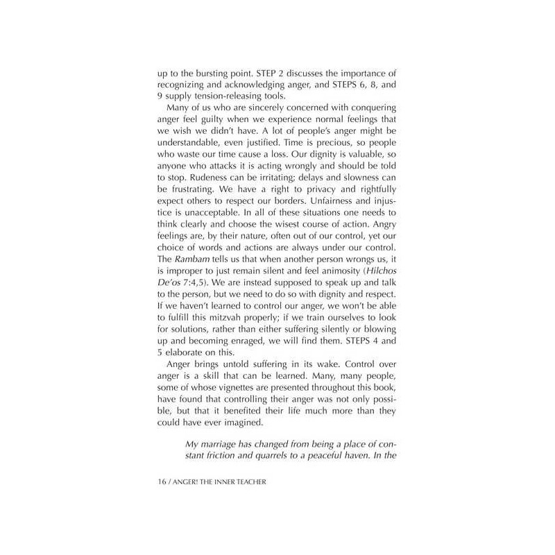 Anger: The Inner Teacher - Hardcover | Books | Judaica