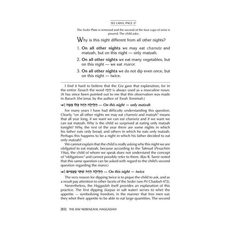 The Rav Nebenzahl Haggadah - Hardcover | Passover | Judaica