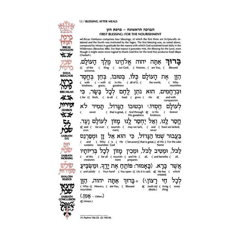 Interlinear Family Zemiros / Bircas HaMazon - Leat | Books | Judaica