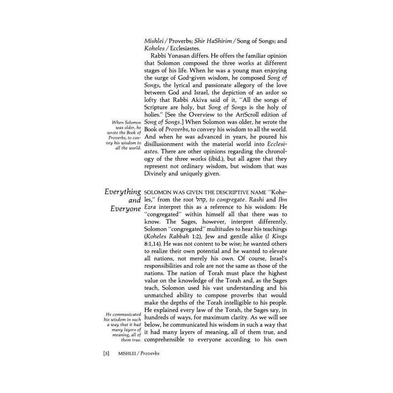 Mishlei / Proverbs - Volume 1 - Hardcover | Books | Judaica