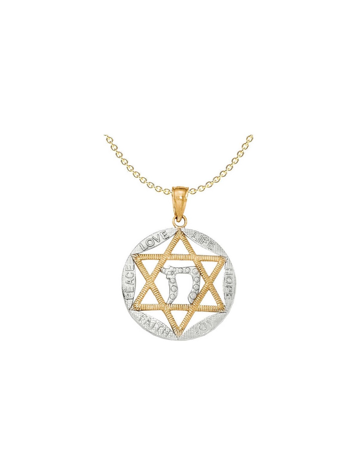 14k Yellow Gold and Rhodium Polished Star of David | Jewelry | Judaica