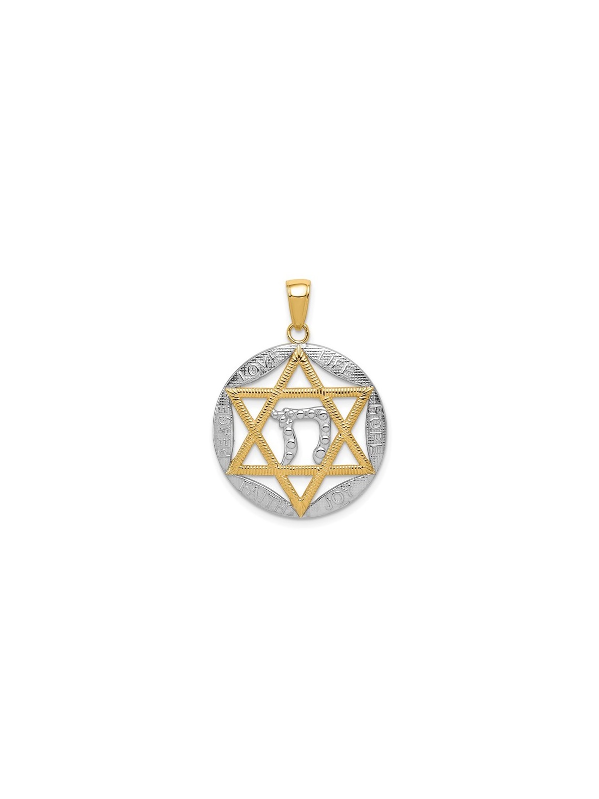 14k Yellow Gold and Rhodium Polished Star of David | Jewelry | Judaica