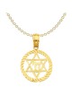 14k Yellow Gold Star of David and Chai Circle Pend | Jewelry | Judaica