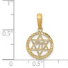 14k Yellow Gold Star of David and Chai Circle Pend | Jewelry | Judaica