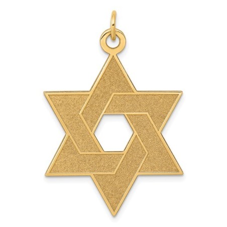 14k Yellow Gold Laser-Etched Star Of David Pendant | Jewelry | Judaica