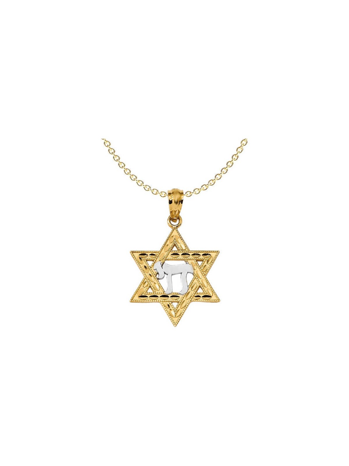 14k Yellow Gold And Rhodium Chai Star of David Pen | Jewelry | Judaica