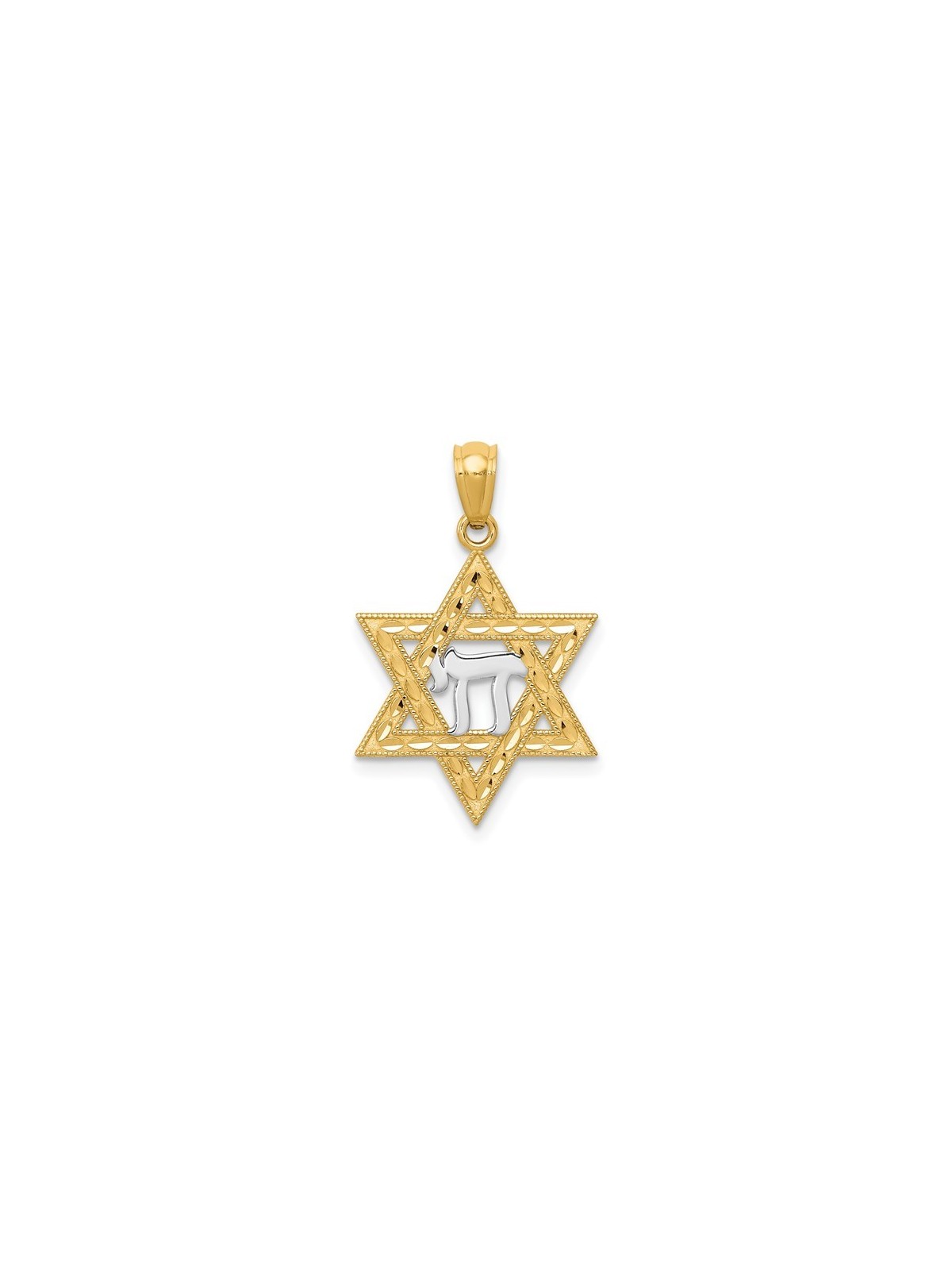 14k Yellow Gold And Rhodium Chai Star of David Pen | Jewelry | Judaica