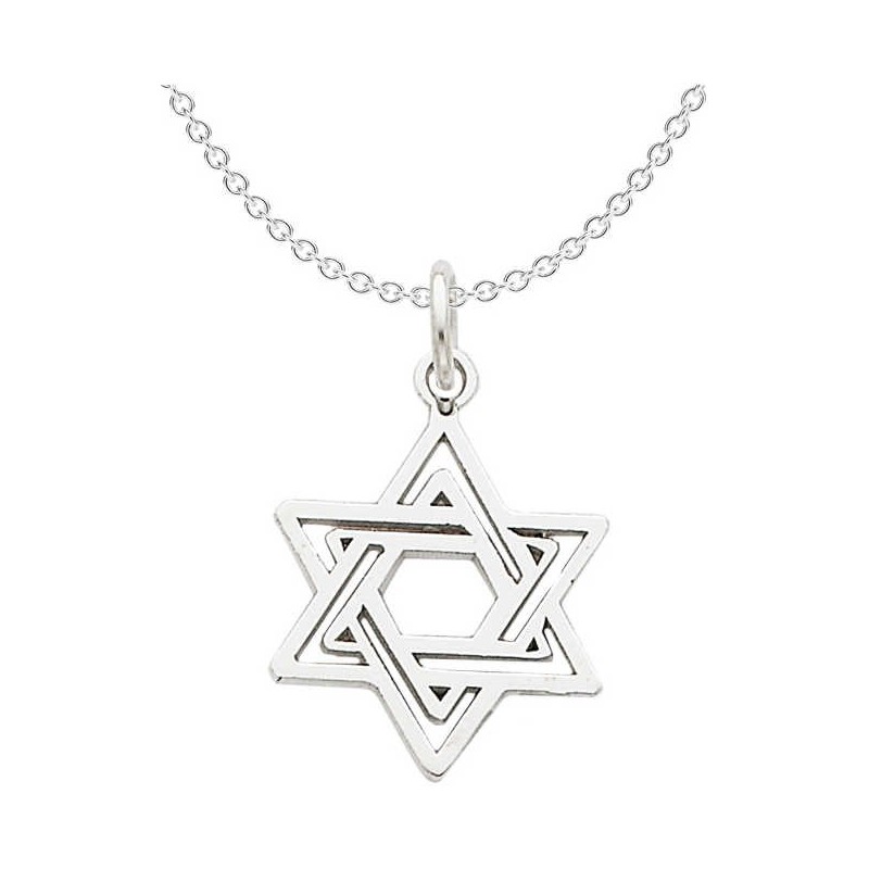 14k White Gold Diamond-Cut Star of David Pendant | Jewelry | Judaica