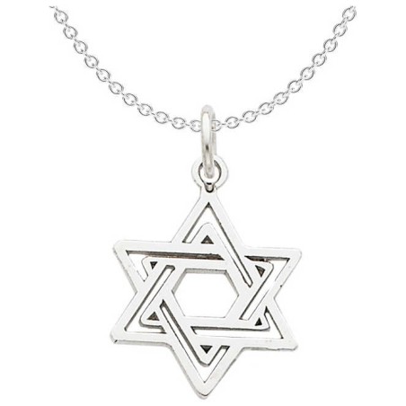 14k White Gold Diamond-Cut Star of David Pendant | Jewelry | Judaica