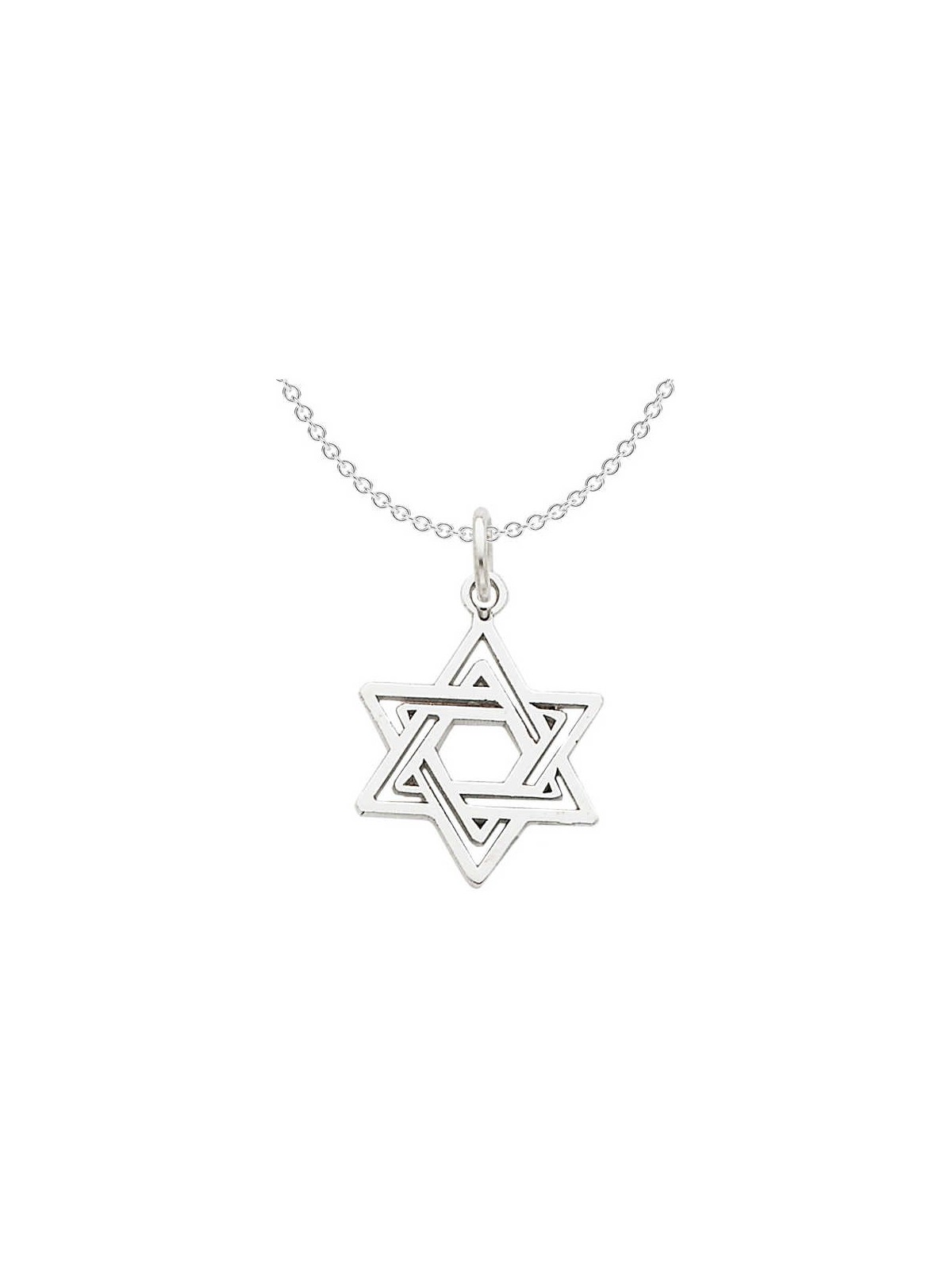 14k White Gold Diamond-Cut Star of David Pendant | Jewelry | Judaica