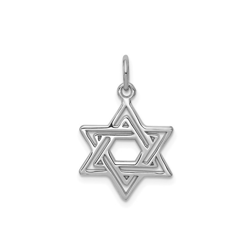 14k White Gold Diamond-Cut Star of David Pendant | Jewelry | Judaica