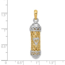 14k Two-Tone Gold Mezuzah WIth Shin Pendant | Jewelry | Judaica