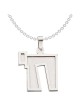 14k White Gold Square Chai Pendant | Jewelry | Judaica