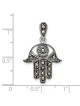 Sterling Silver Antiqued Marcasite Hamsa Pendant | Jewelry | Judaica