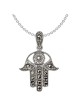 Sterling Silver Antiqued Marcasite Hamsa Pendant | Jewelry | Judaica
