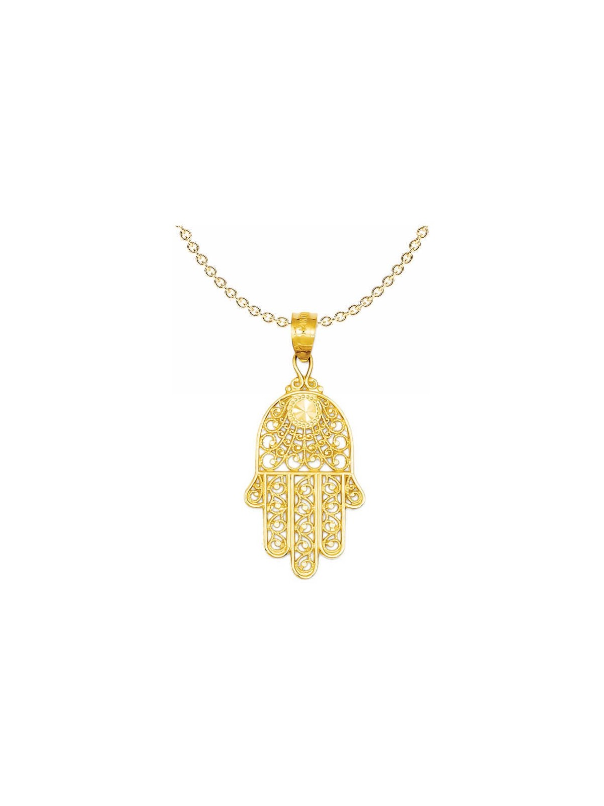 14k Yellow Gold Filigree Hamsa Pendant | Jewelry | Judaica