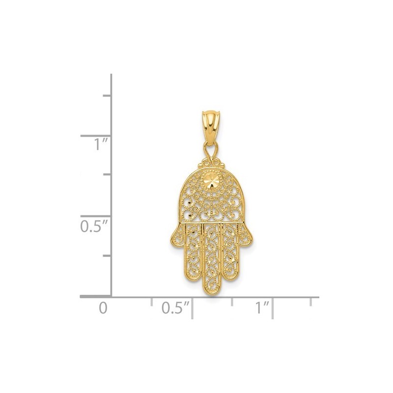 14k Yellow Gold Filigree Hamsa Pendant | Jewelry | Judaica