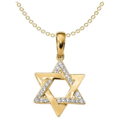 14k Yellow Gold CZ Woven Star of David Pendant | Jewelry | Judaica