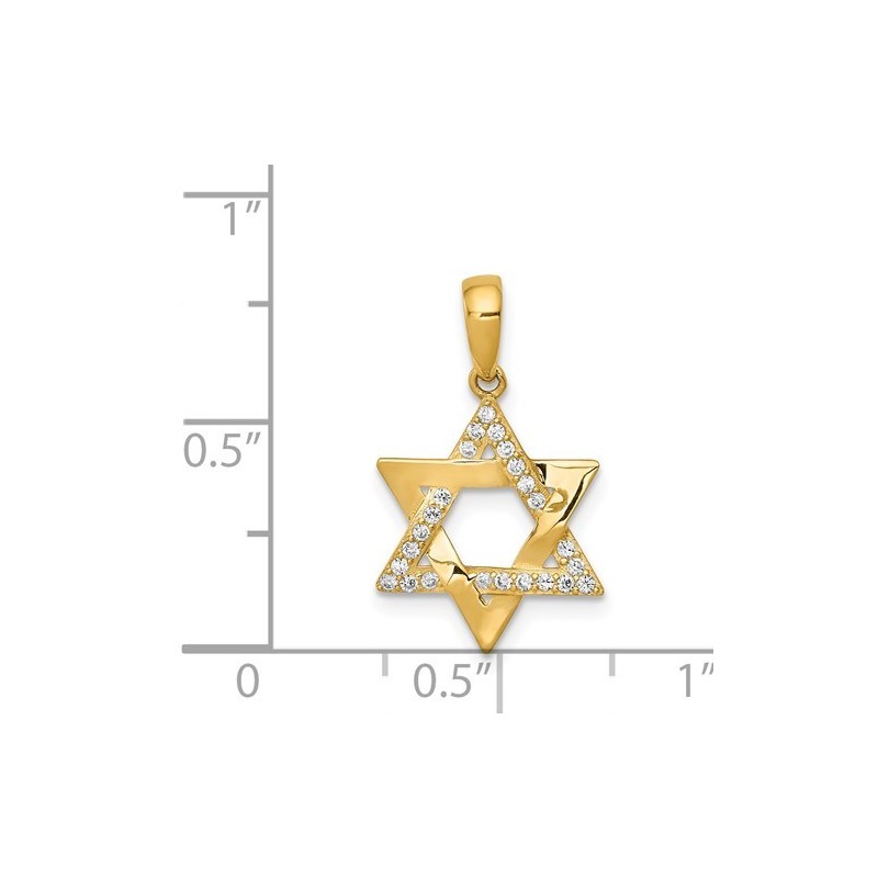 14k Yellow Gold CZ Woven Star of David Pendant | Jewelry | Judaica