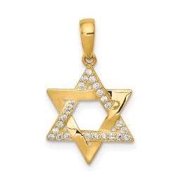14k Yellow Gold CZ Woven Star of David Pendant | Jewelry | Judaica