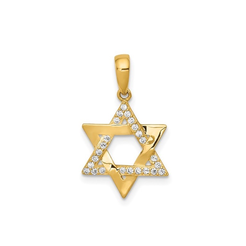 14k Yellow Gold CZ Woven Star of David Pendant | Jewelry | Judaica