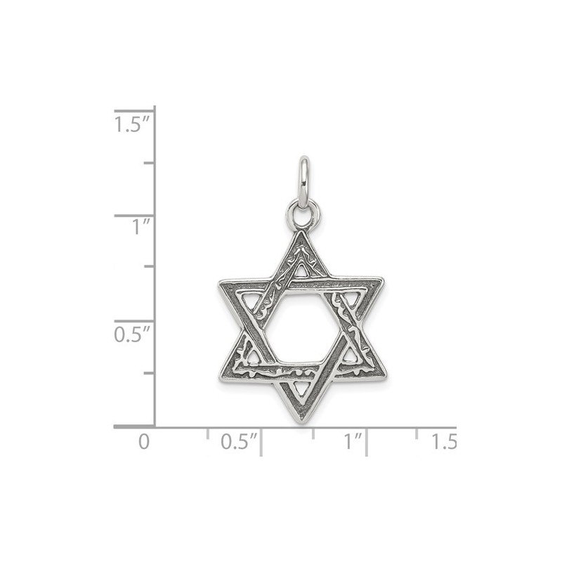 Sterling Silver Antiqued Dual-Textured Star of Dav | Jewelry | Judaica