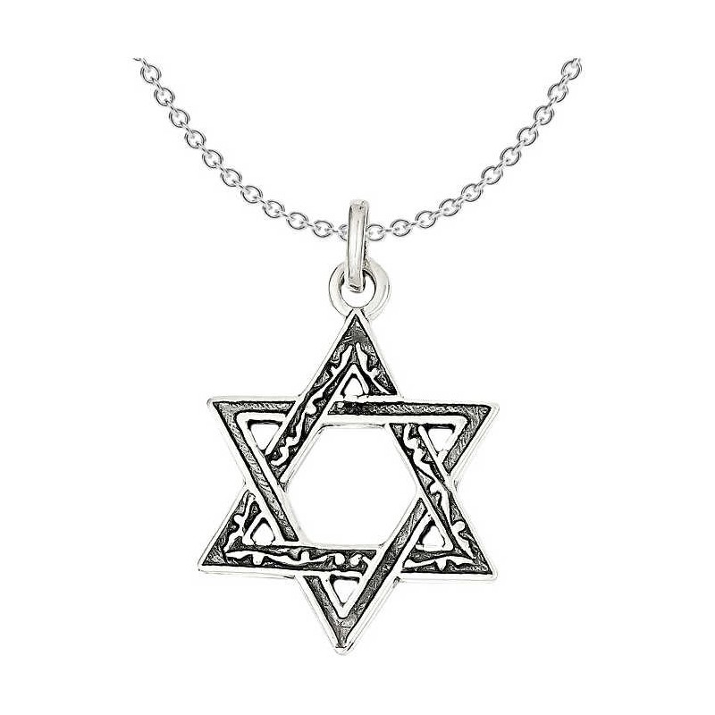 Sterling Silver Antiqued Dual-Textured Star of Dav | Jewelry | Judaica