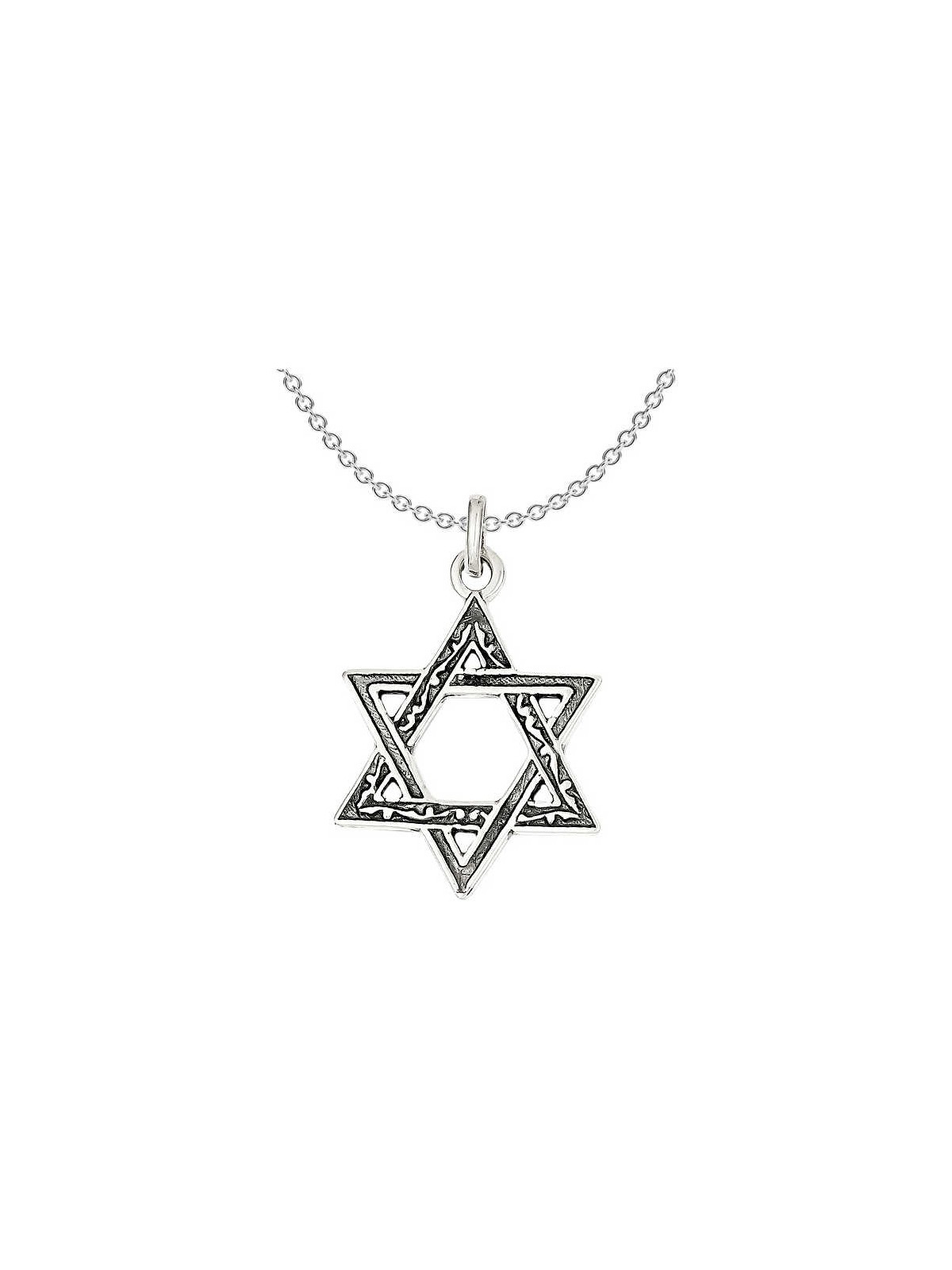 Sterling Silver Antiqued Dual-Textured Star of Dav | Jewelry | Judaica