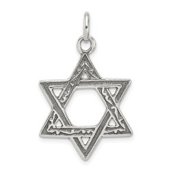 Sterling Silver Antiqued Dual-Textured Star of Dav | Jewelry | Judaica