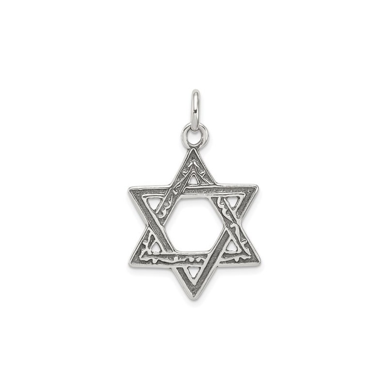 Sterling Silver Antiqued Dual-Textured Star of Dav | Jewelry | Judaica