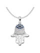 Sterling Silver Colored CZ Eye Hamsa Pendant | Jewelry | Judaica