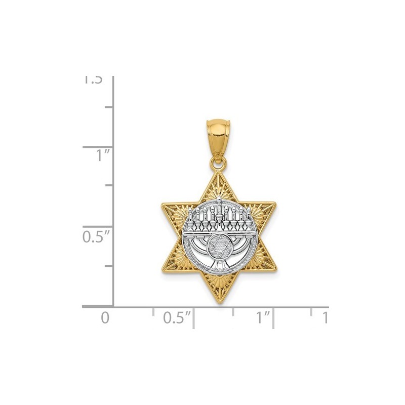 14k Two-Tone Gold Menorah Star of David Pendant | Jewelry | Judaica