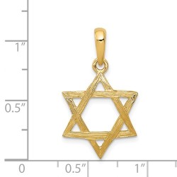 14k Yellow Gold Wood-Grain Textured Star of David  | Jewelry | Judaica