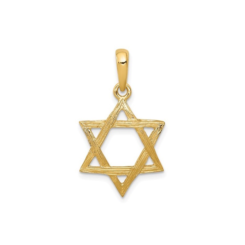 14k Yellow Gold Wood-Grain Textured Star of David  | Jewelry | Judaica