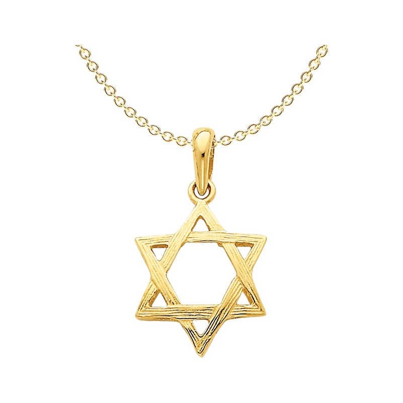 14k Yellow Gold Wood-Grain Textured Star of David  | Jewelry | Judaica