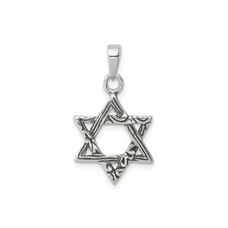 Sterling Silver Multi-textured Antiqued Star of Da | Jewelry | Judaica