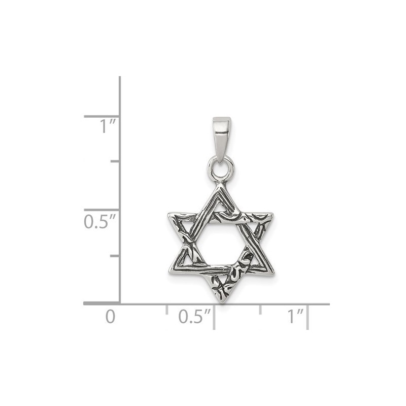 Sterling Silver Multi-textured Antiqued Star of Da | Jewelry | Judaica