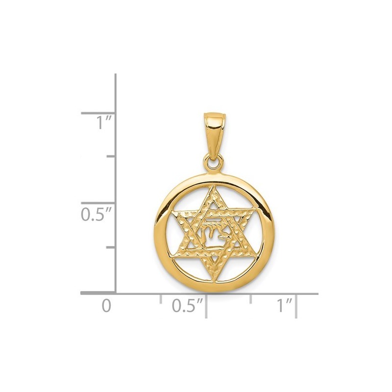 14k Yellow Gold Zion Star of David Circle Pendant | Jewelry | Judaica