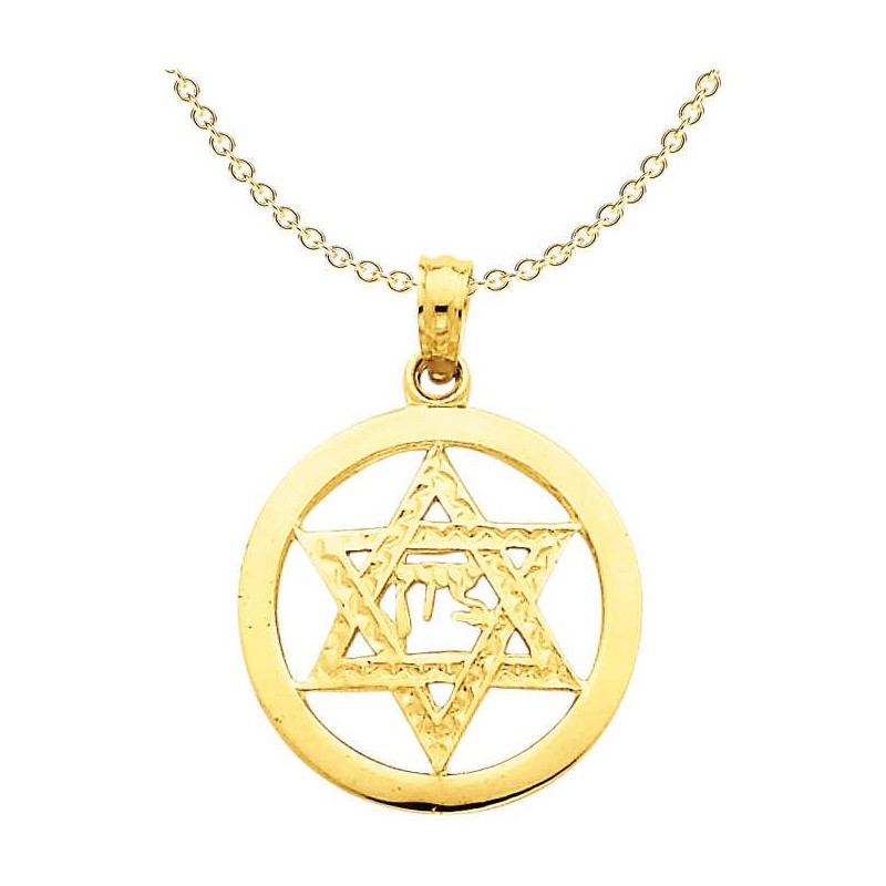 14k Yellow Gold Zion Star of David Circle Pendant | Jewelry | Judaica