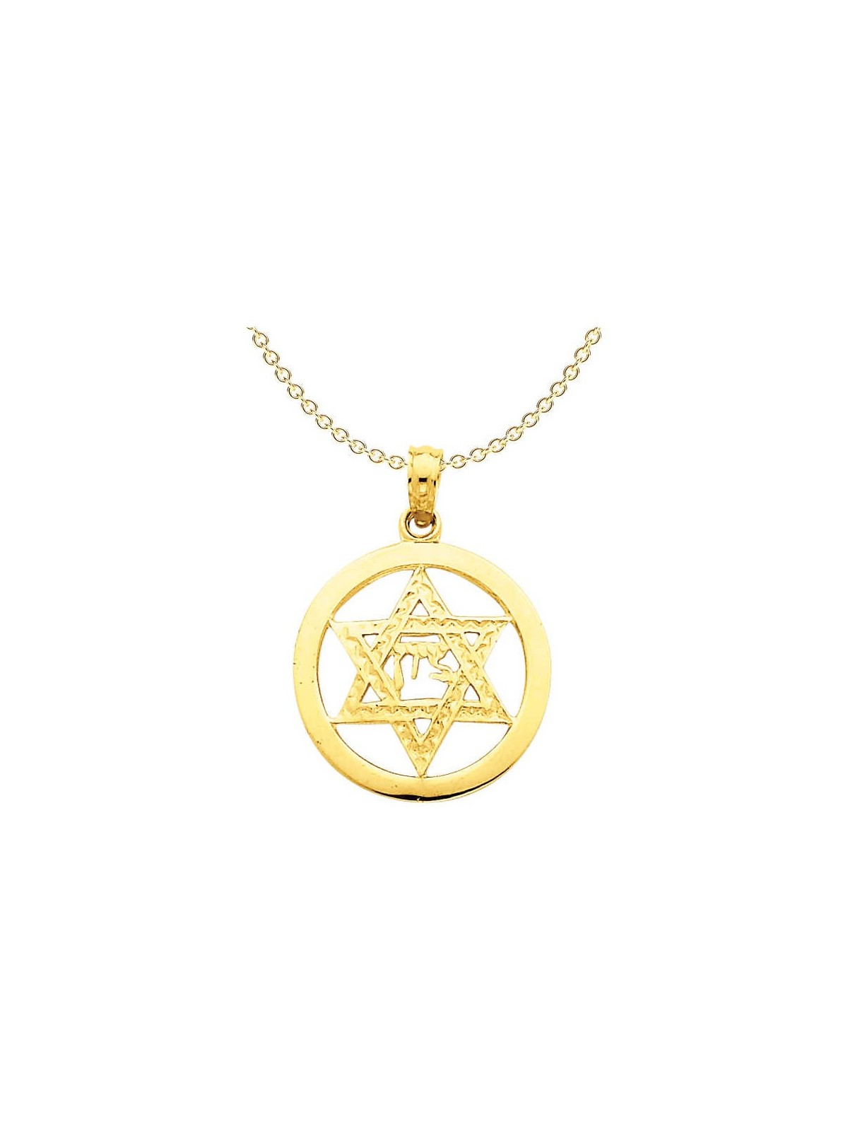 14k Yellow Gold Zion Star of David Circle Pendant | Jewelry | Judaica