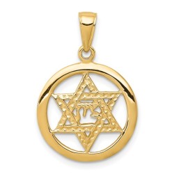 14k Yellow Gold Zion Star of David Circle Pendant | Jewelry | Judaica