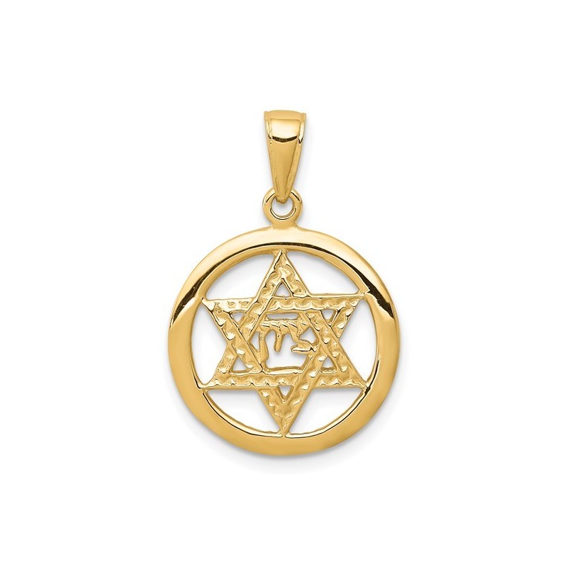 14k Yellow Gold Zion Star of David Circle Pendant | Jewelry | Judaica
