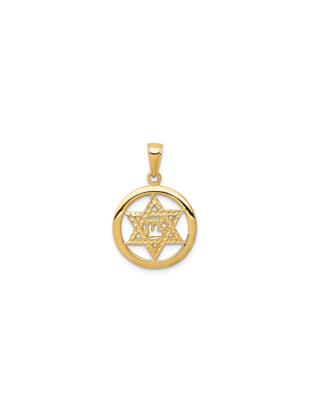 14k Yellow Gold Zion Star of David Circle Pendant | Jewelry | Judaica