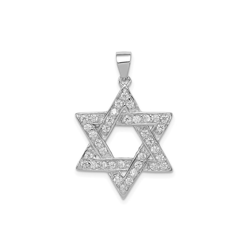 Sterling Silver CZ Star of David Pendant | Jewelry | Judaica