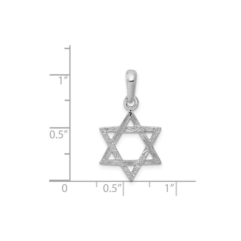 14k White Gold Dual Textured Star of David Pendant | Jewelry | Judaica