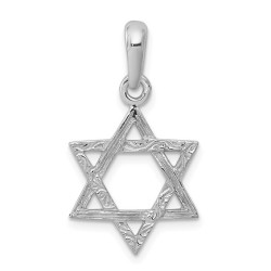 14k White Gold Dual Textured Star of David Pendant | Jewelry | Judaica