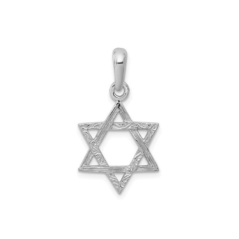 14k White Gold Dual Textured Star of David Pendant | Jewelry | Judaica